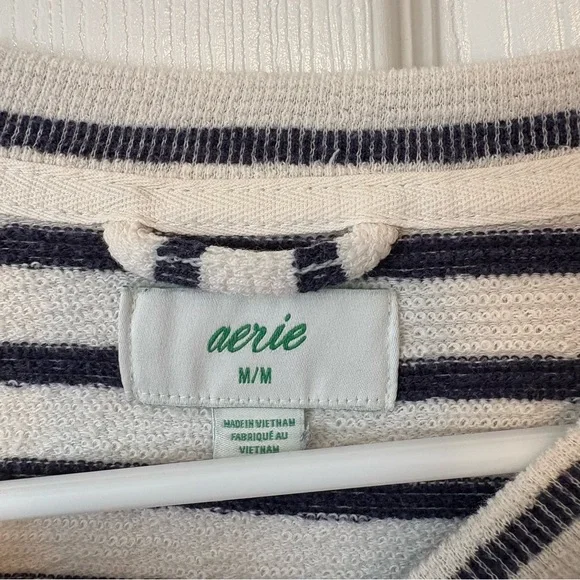 Aerie Navy and White Striped Lightweight Sweater - Picture 2 of 2